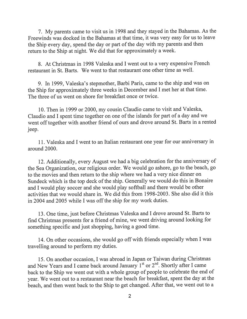 Roberto Toppi declaration about Valeska Paris