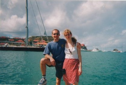 Valeska Paris with her husband in the Caribbean